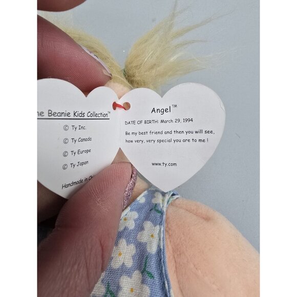 Ty Beanie Kids ANGEL 11" Doll Toy Blonde Hair Blue Floral Dress 2000 Vintage Tag - Picture 8 of 8
